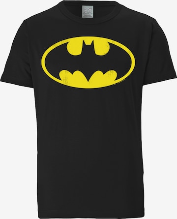 LOGOSHIRT Shirt 'Batman - Logo' in Zwart: voorkant
