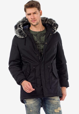 CIPO & BAXX Winter Parka 'Army' in Black: front