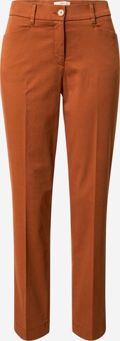 BRAX Slim fit Pleated Pants 'MARA' in Brown: front