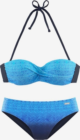 LASCANA Bandeau Bikiny – modrá: přední strana