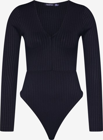 Boohoo Skjorte 'Jumbo Rib Plunge' i svart: forside