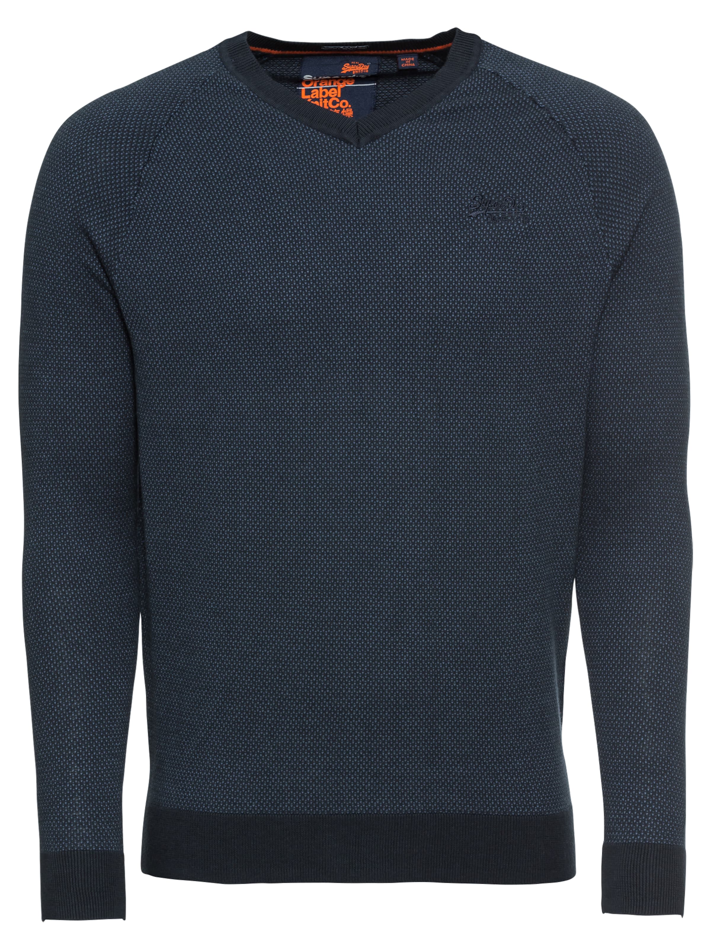 Superdry - Trui 'ORANGE LABEL COTTON VEE' in de kleur Navy