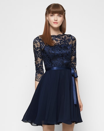 Robe de cocktail SWING en bleu : devant