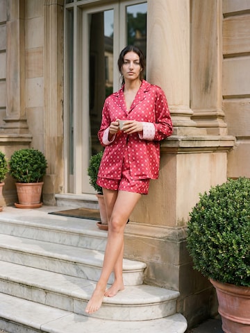 Red Satin Print Set Look