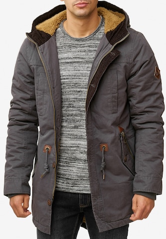 INDICODE JEANS Winter Parka 'Barge' in Grey: front