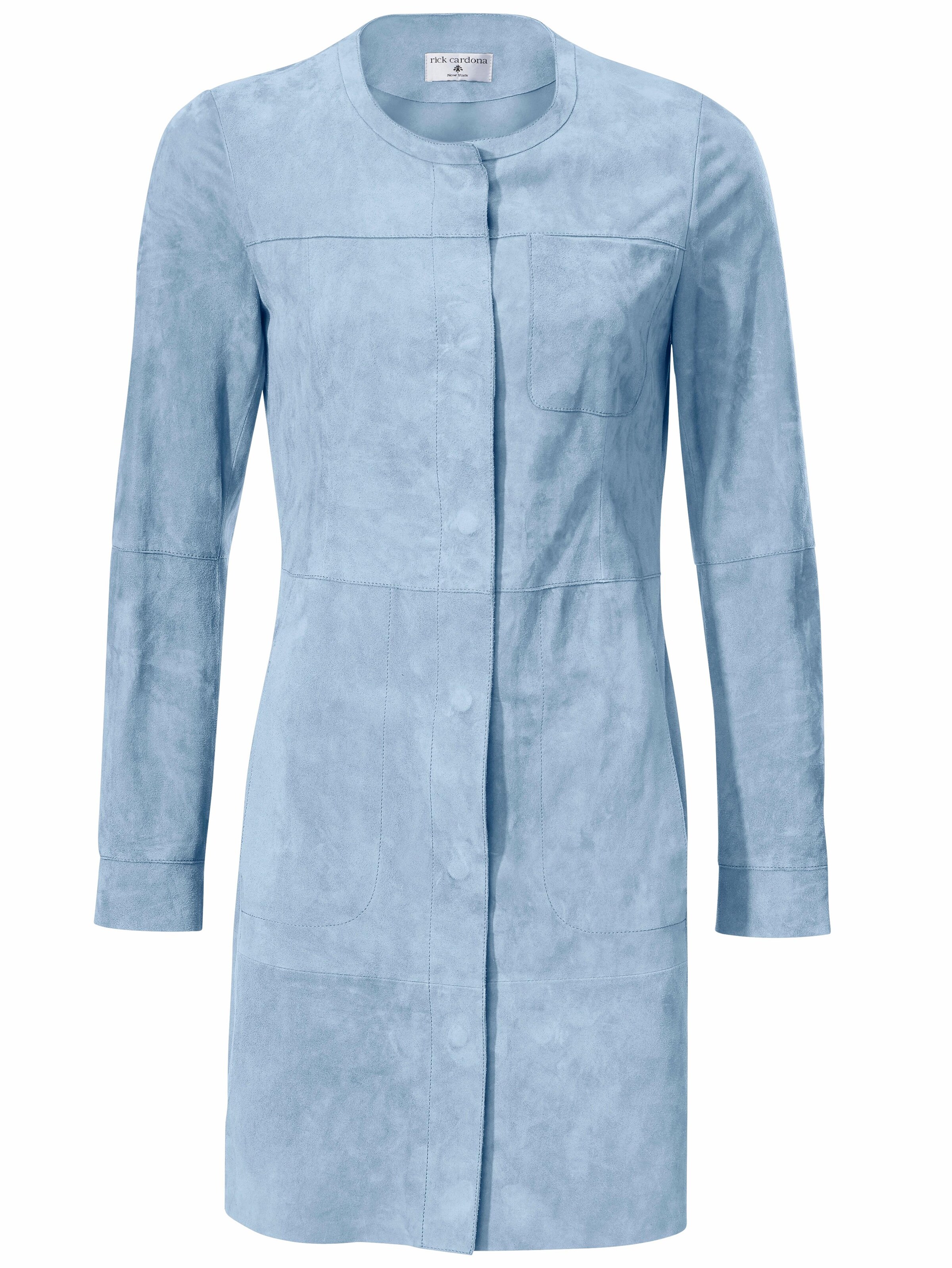 heine - Ledermantel, Ziegenvelours in hellblau