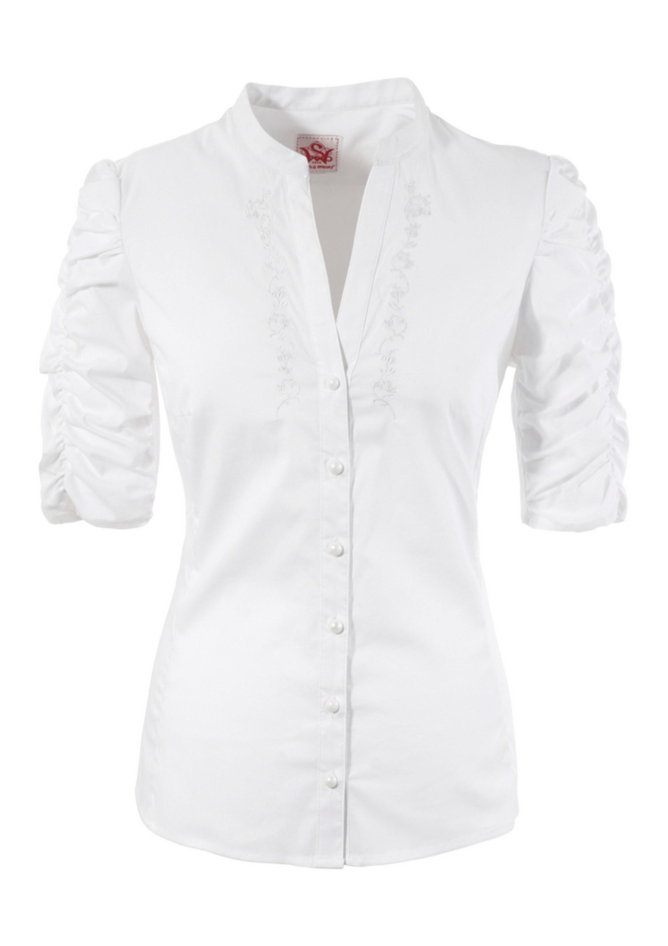 SPIETH & WENSKY - Trachtenbluse Damen mit Stickerei in weiß
