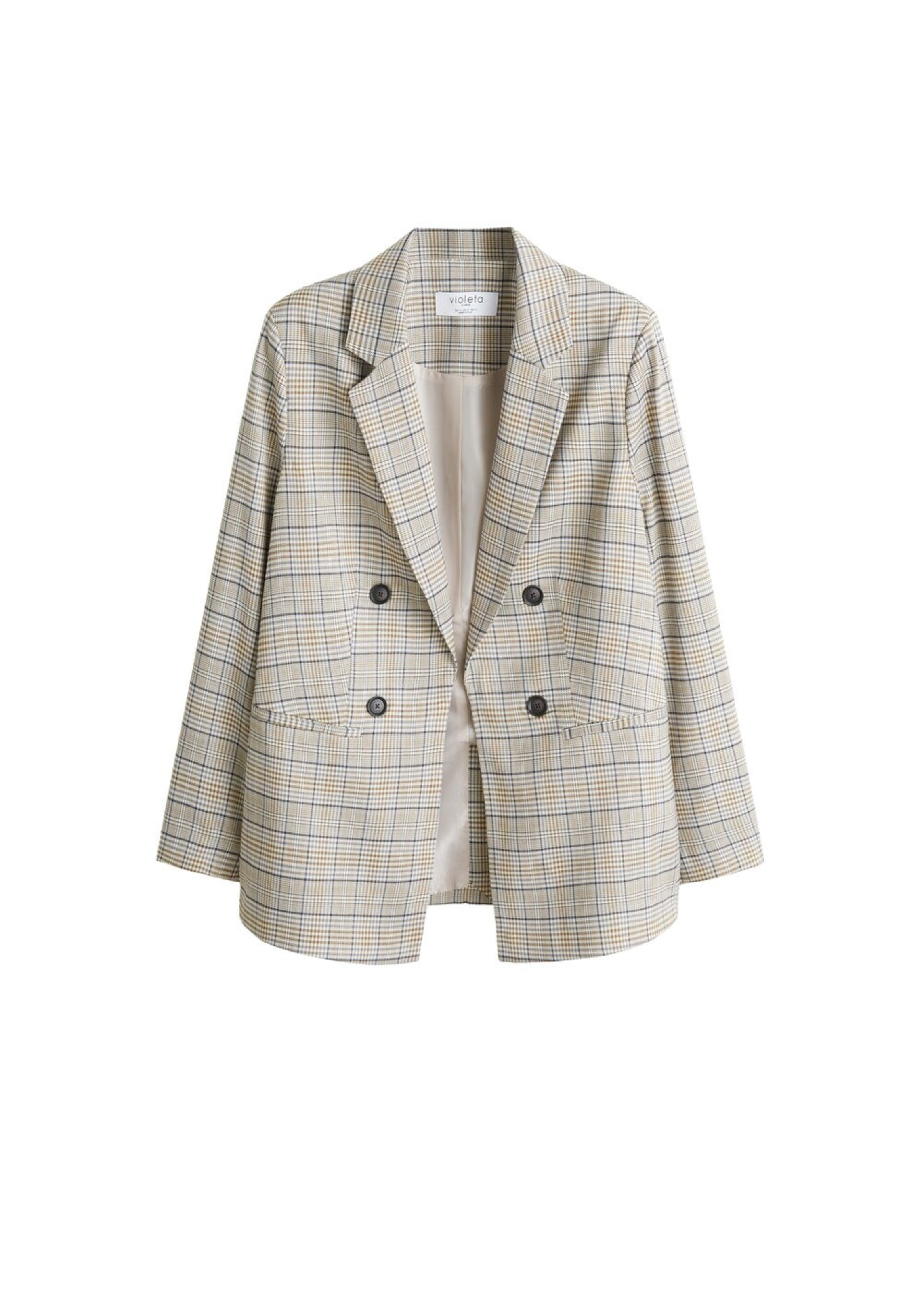 VIOLETA by Mango - Blazer 'Cuadri5' in beige