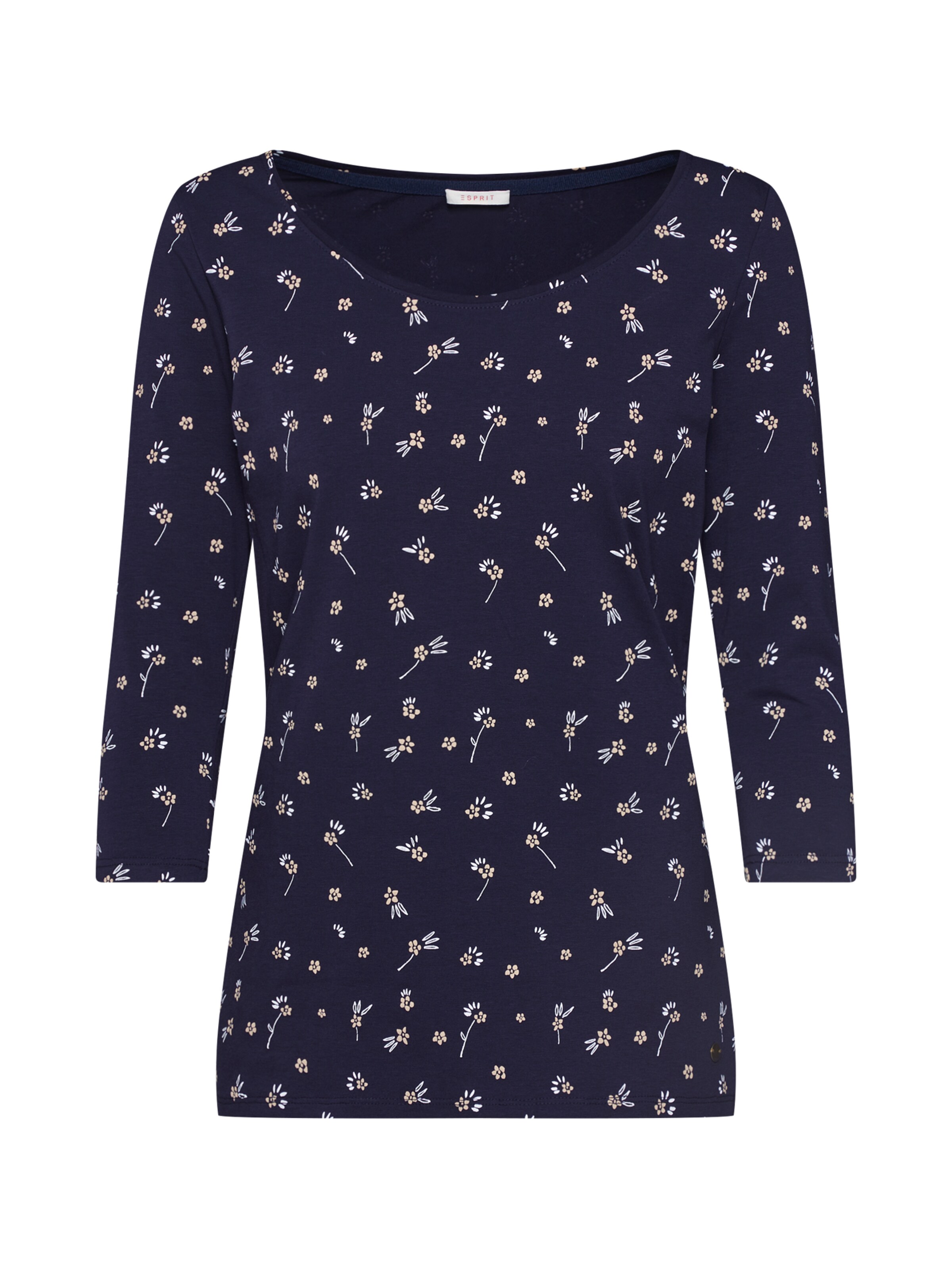 ESPRIT - Shirt 'AOP Co/Ela' in de kleur Navy