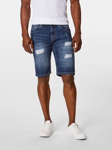 INDICODE JEANS Regular Shorts 'Kaden Holes' in Blau