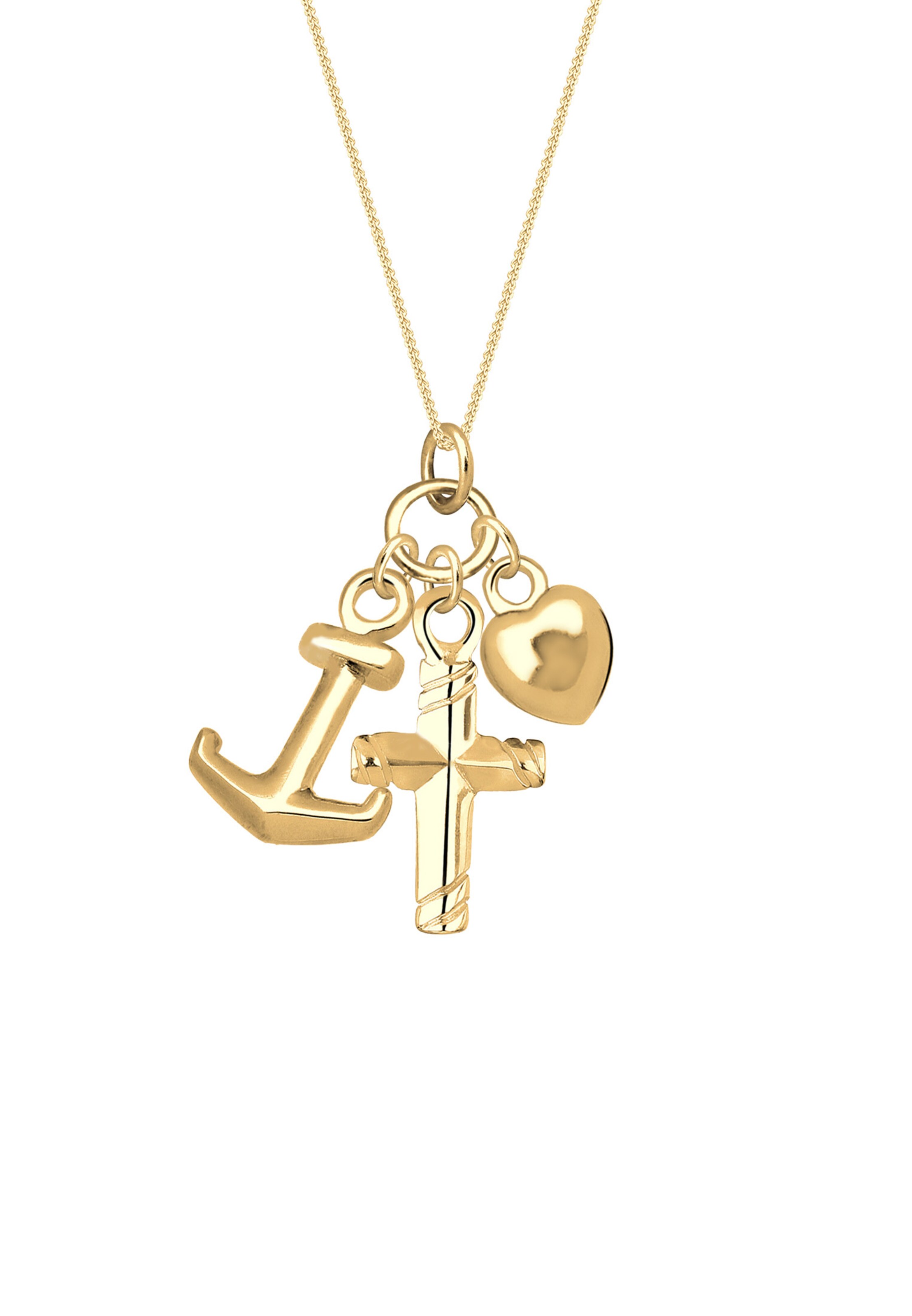 ELLI Necklace ' Anker, Herz, Kreuz, Multipendants' in Gold: front