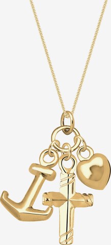 ELLI Ketting ' Anker, Herz, Kreuz, Multipendants' in Goud: voorkant