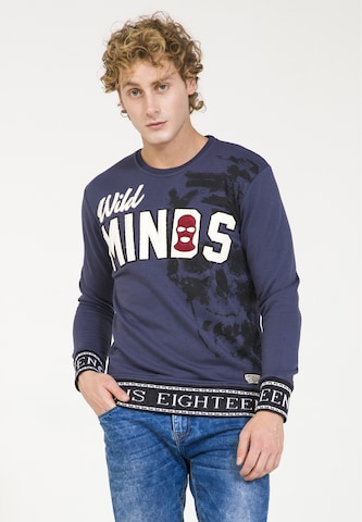 Sweat-shirt PLUS EIGHTEEN en bleu : devant