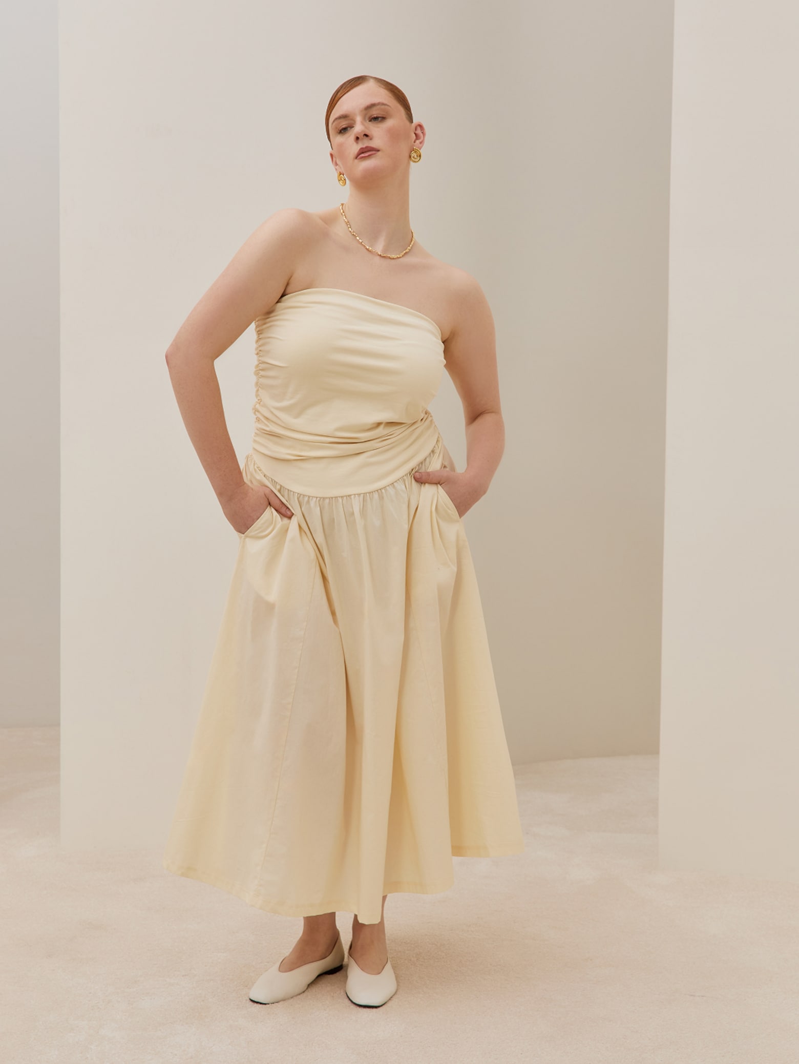 Jasmine - Butteryellow Tube Top Dress Look