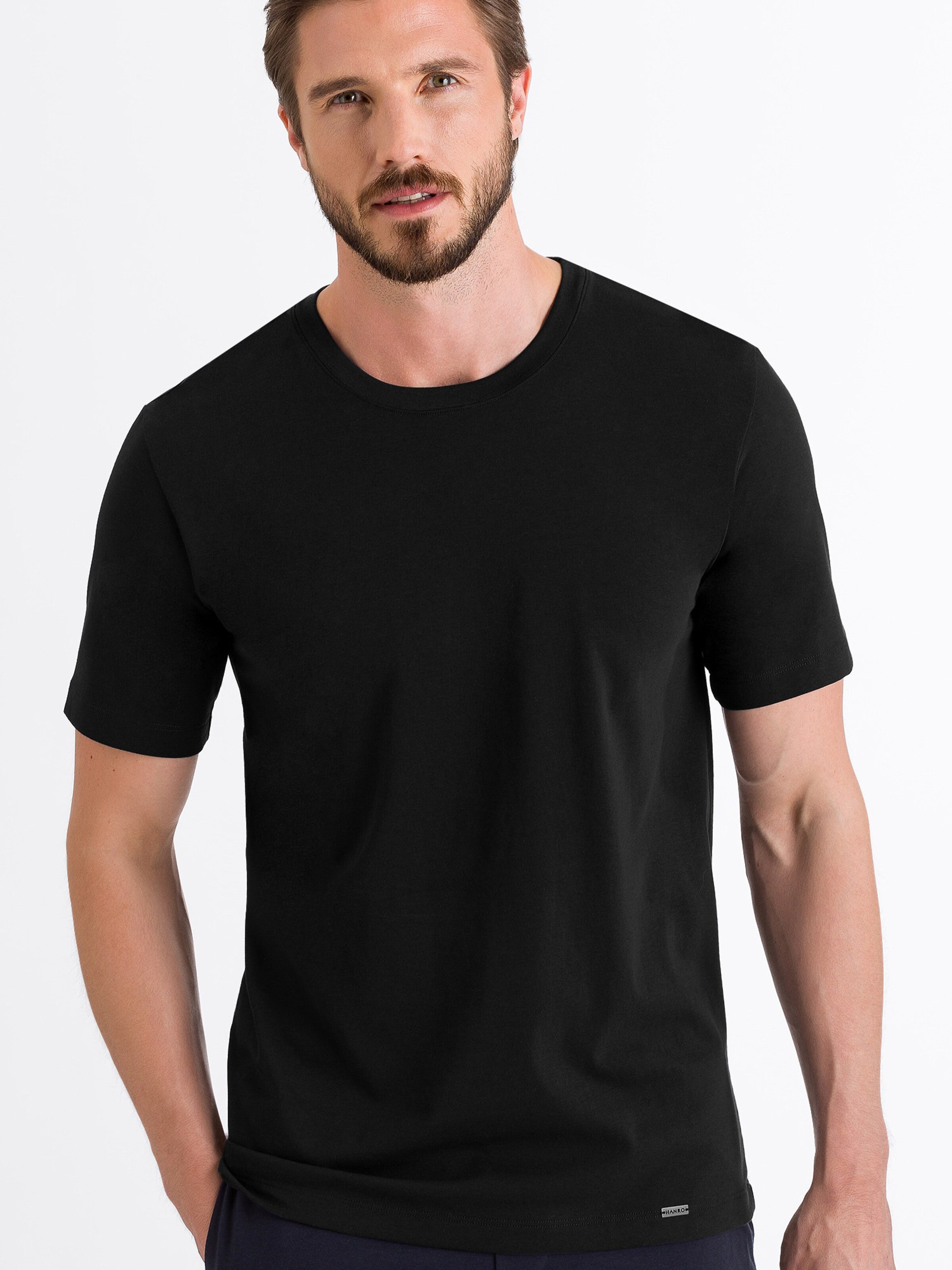 Männer Shirts Hanro T-Shirt in Schwarz - MI18326
