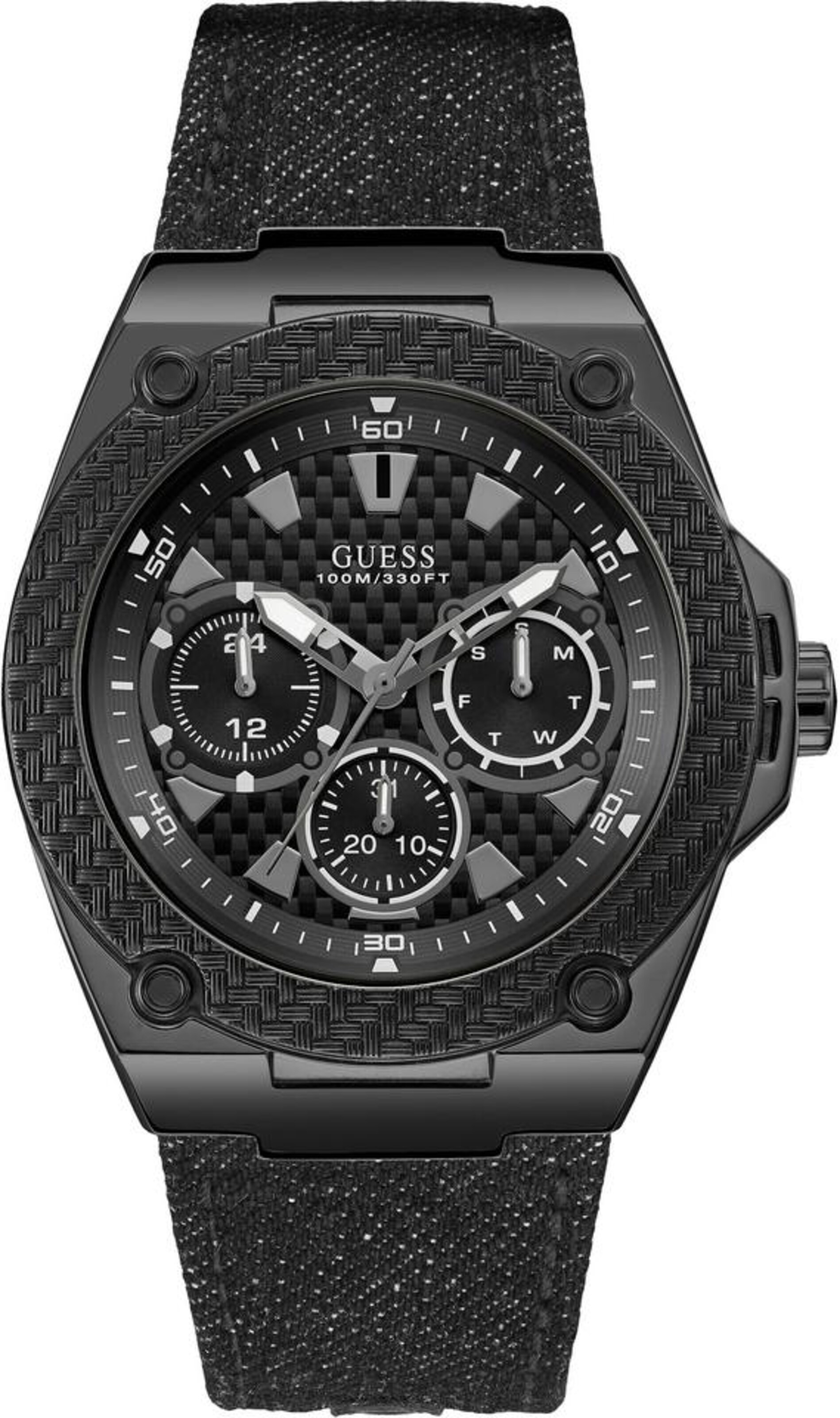 GUESS Uhr 'Legacy' in Schwarz: Vorderseite