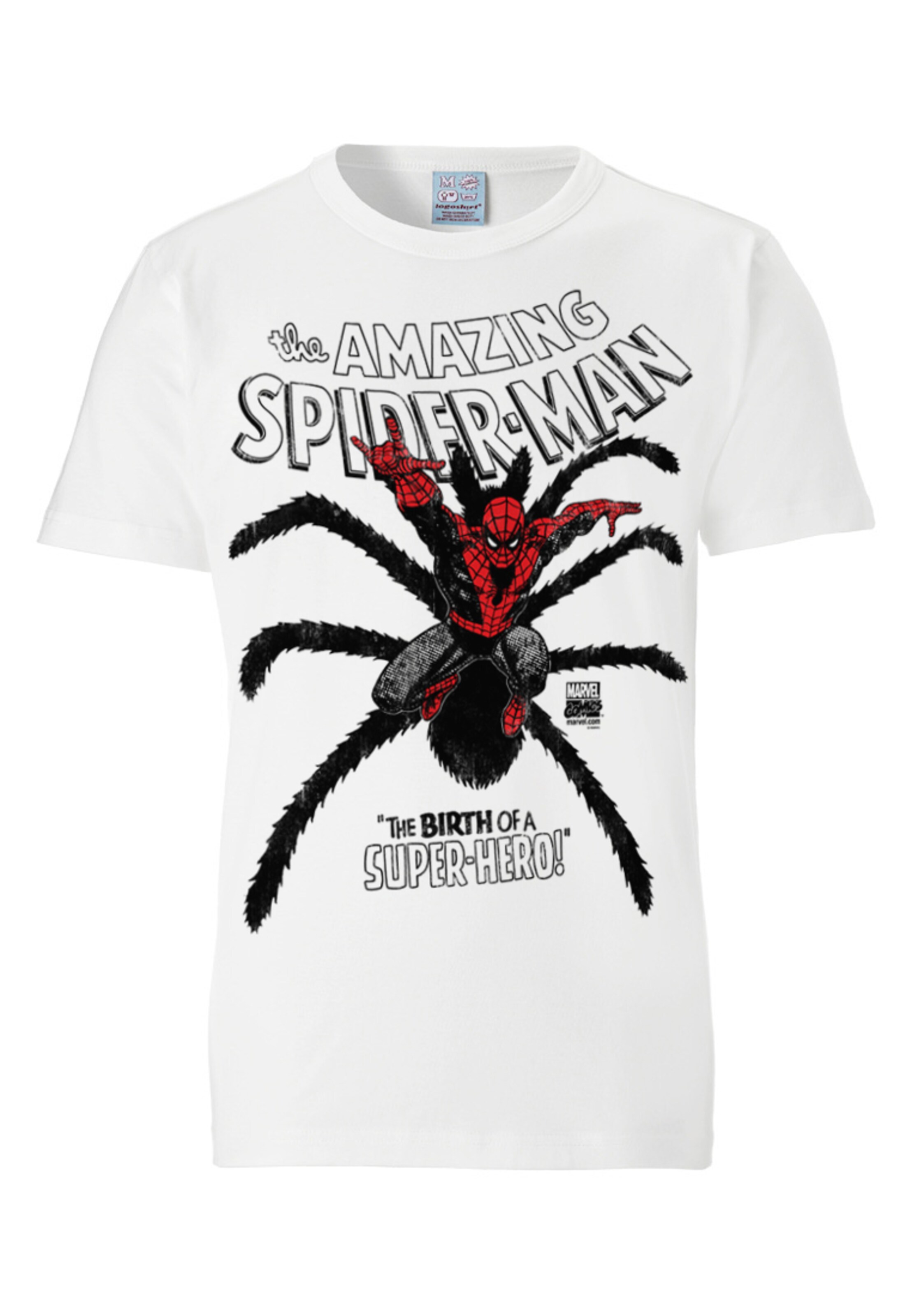 LOGOSHIRT Shirt 'Spider-Man' in Wit: voorkant