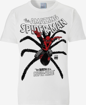 LOGOSHIRT Shirt 'Spider-Man' in Wit: voorkant