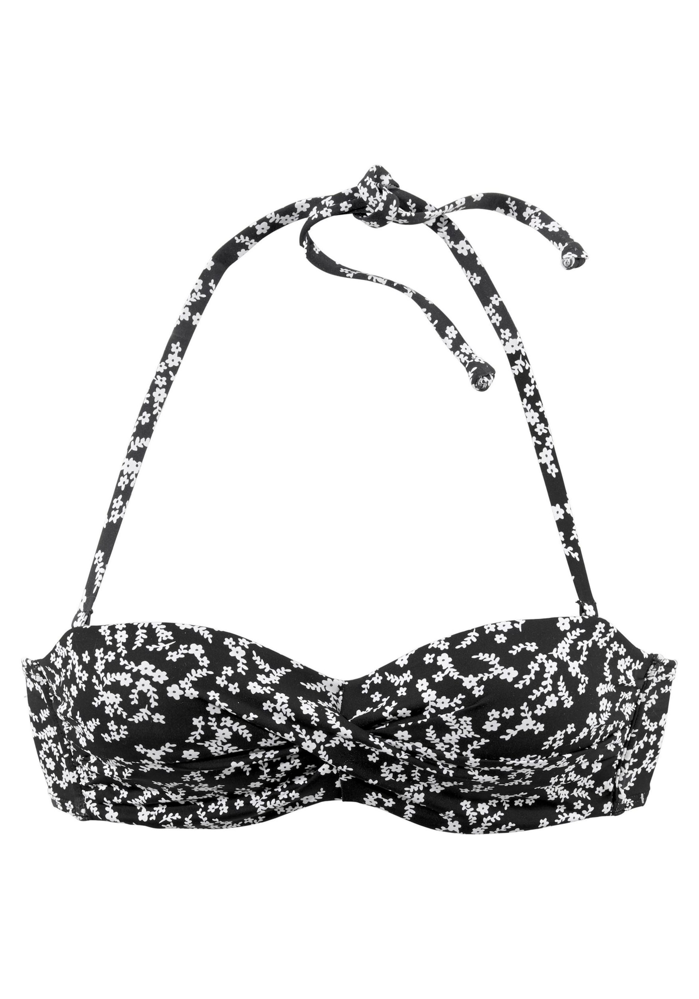 LASCANA - Balconet Top de bikini 'Meadow' en negro: frente