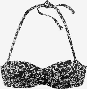 LASCANA Balconette Bikini Top 'Meadow' in Black: front