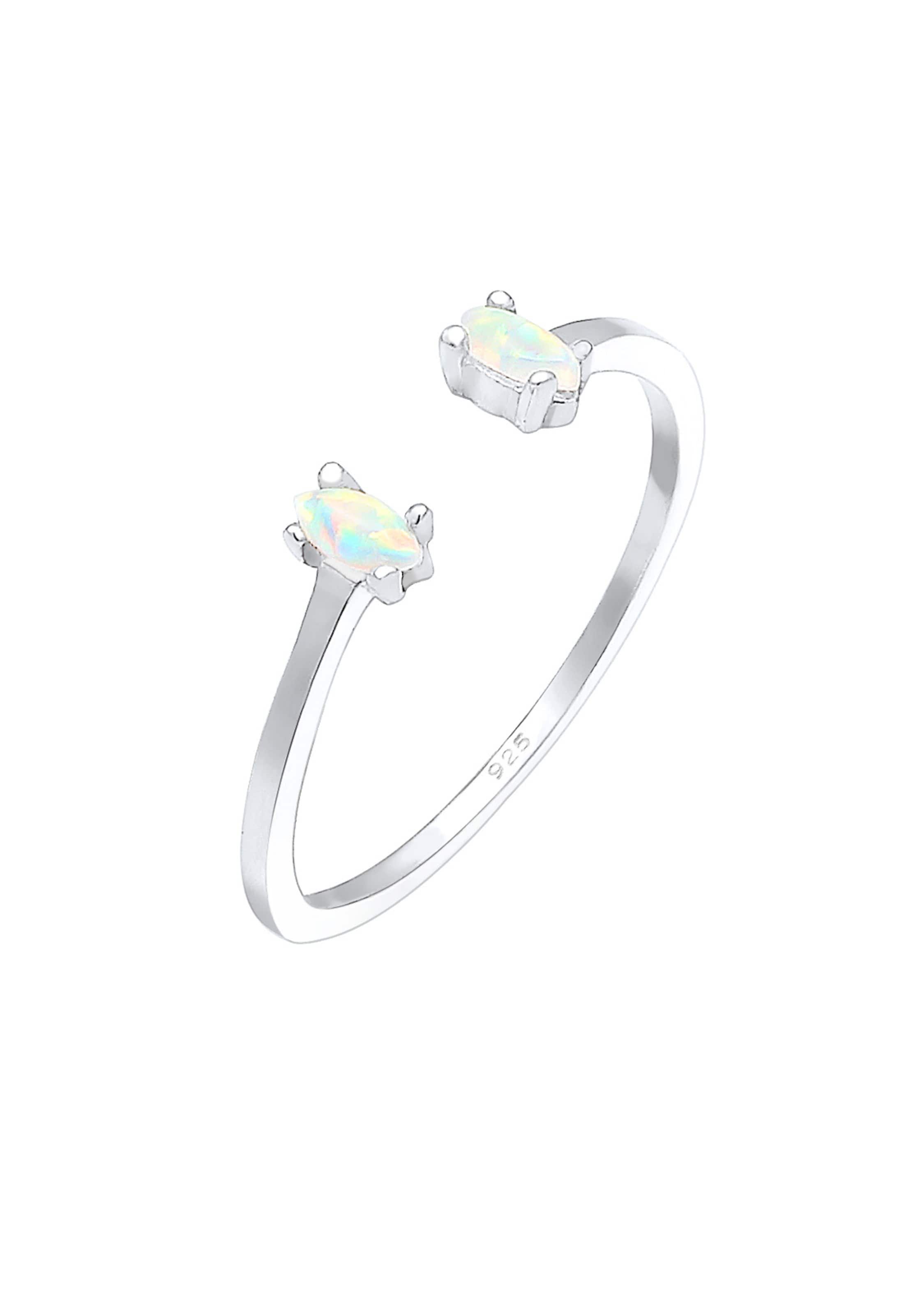 ELLI Ring 'Opal' in Zilver: voorkant