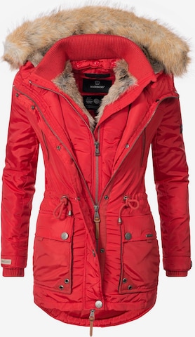 MARIKOO Winter parka 'Grinsekatze' in Red: front