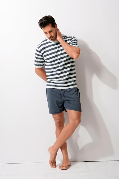 Pigiama corto H.I.S di colore navy / bianco, Visualizzazione prodotti