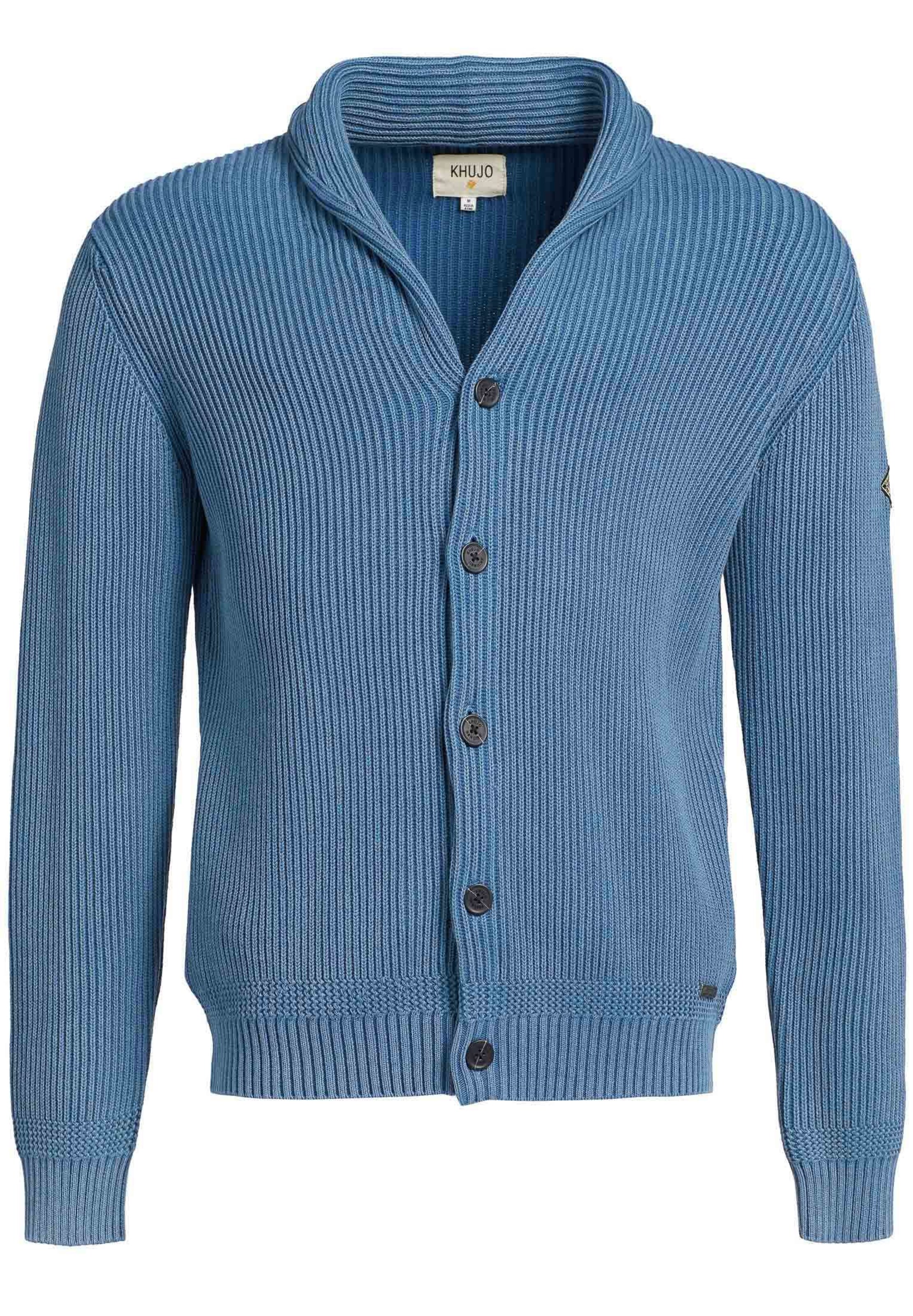 khujo - Gebreid vest 'Charlie' in de kleur Blauw