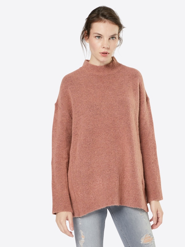 ROCKAMORA Oversized Pullover in rosa mit Stehkragen