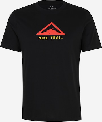 NIKERegular Fit Tehnička sportska majica 'Trail' - crna boja: prednji dio