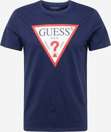 Coupe regular T-Shirt GUESS en bleu : devant