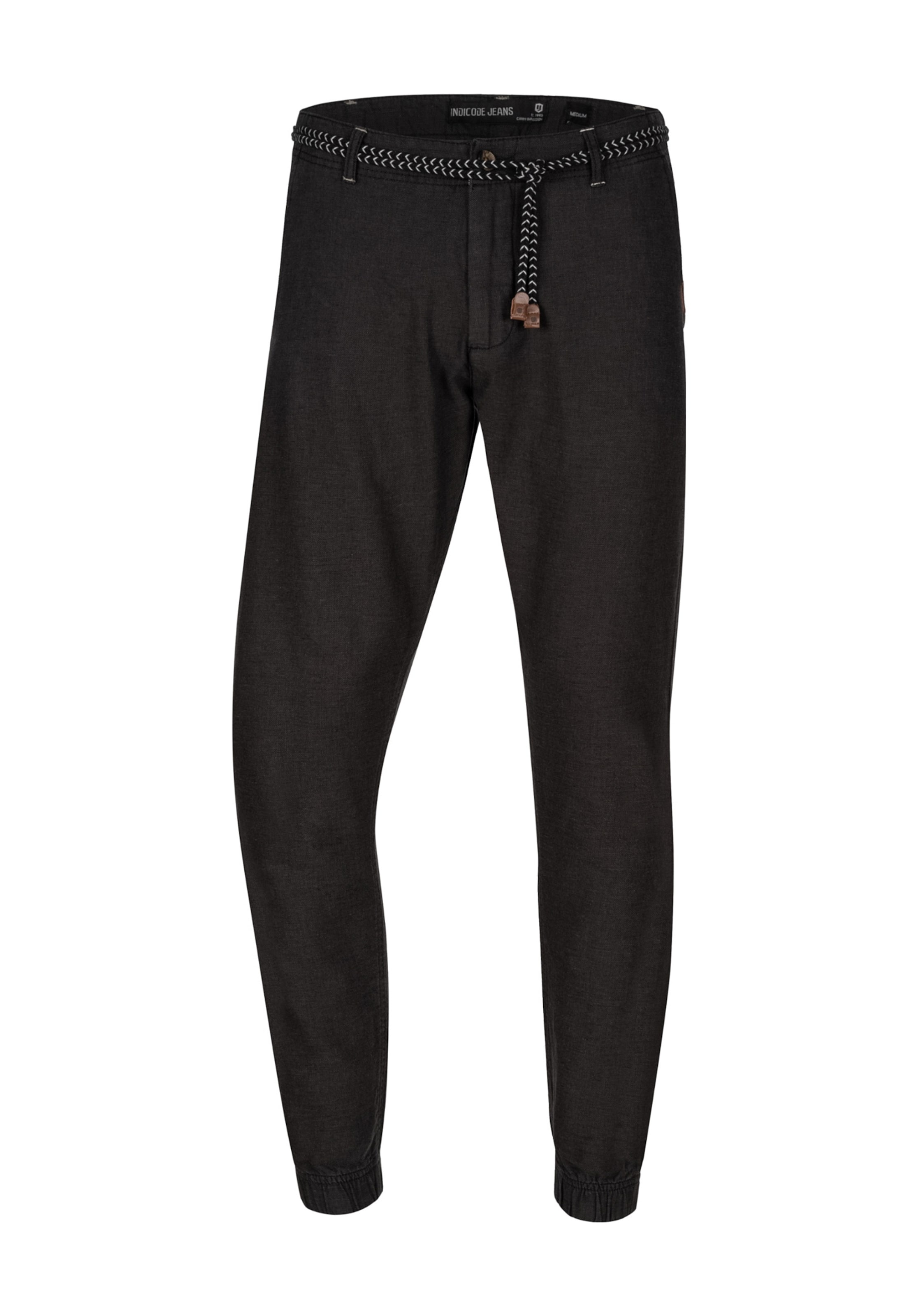 INDICODE JEANS Leinenhose ' Blnda ' in Schwarz: Vorderseite