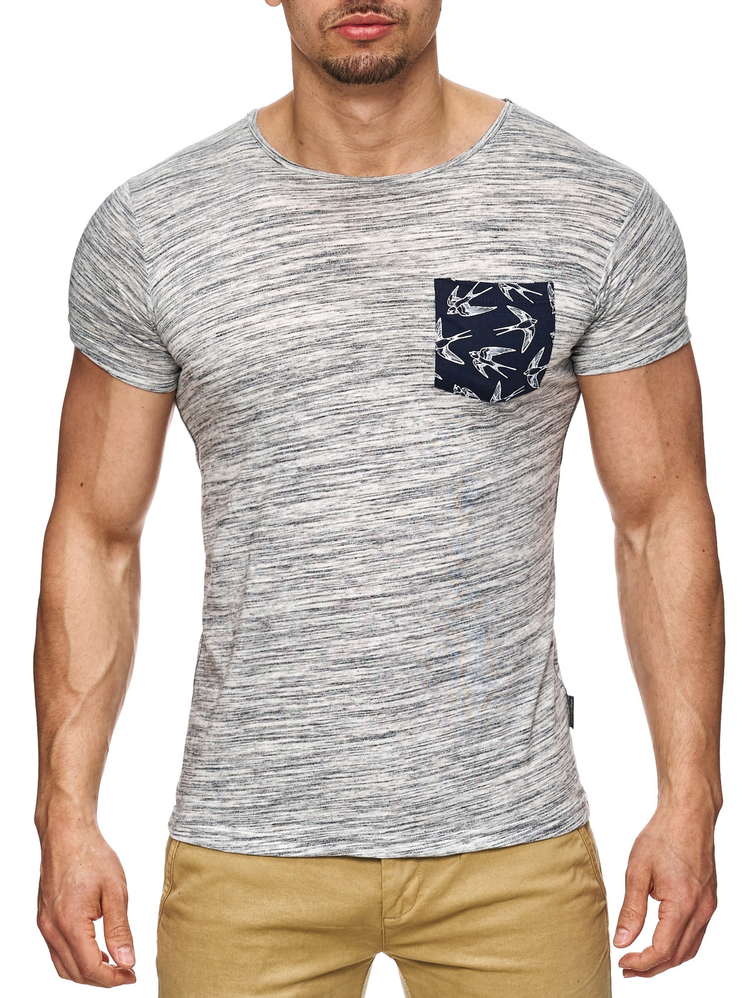 INDICODE JEANS Shirt 'Blaine' in Grijs: voorkant