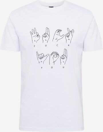 Mister Tee - Camisa 'FU Sign Language' em branco: frente