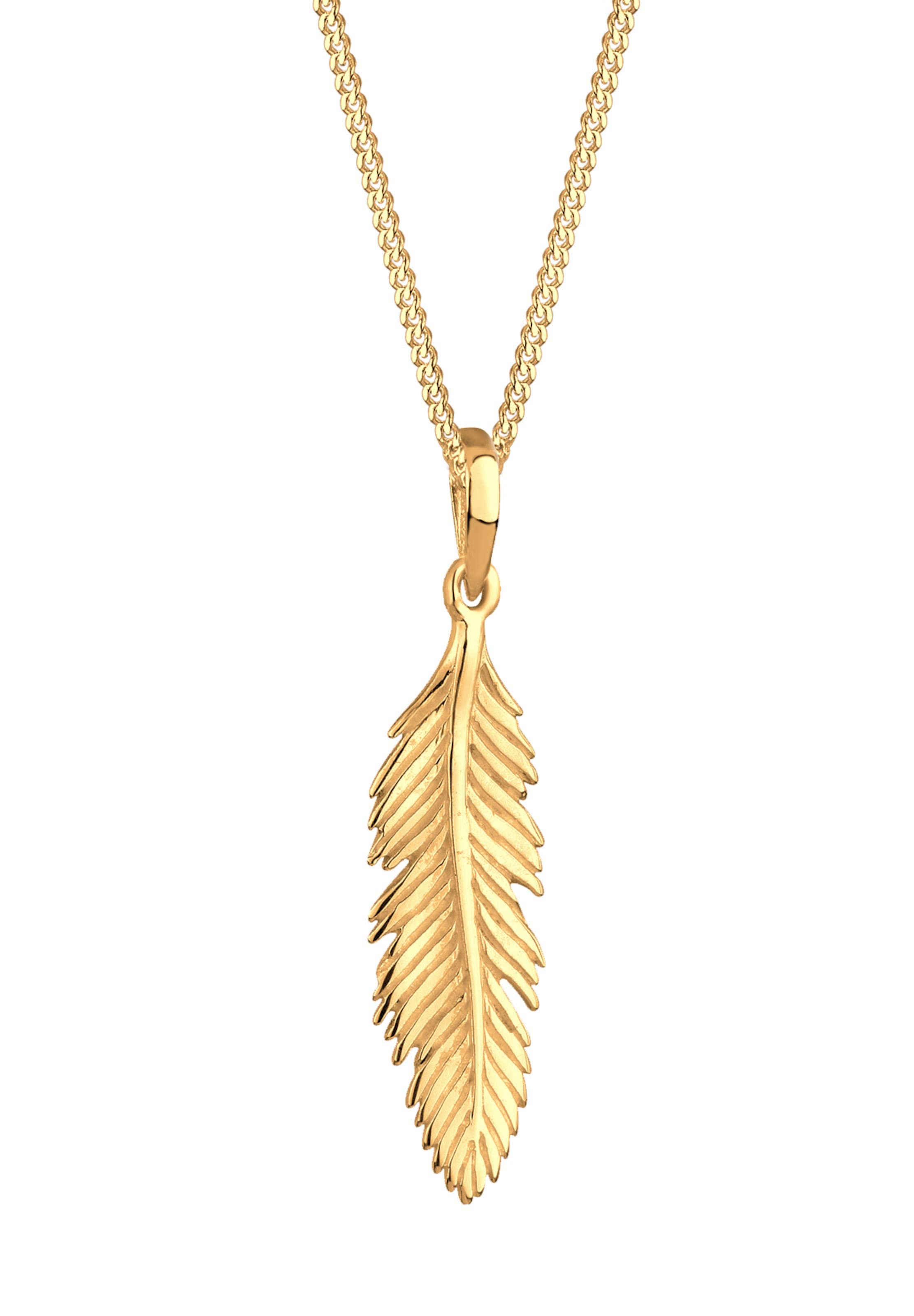 Frauen Schmuck ELLI Halskette 'Feder' in Gold - UJ50158