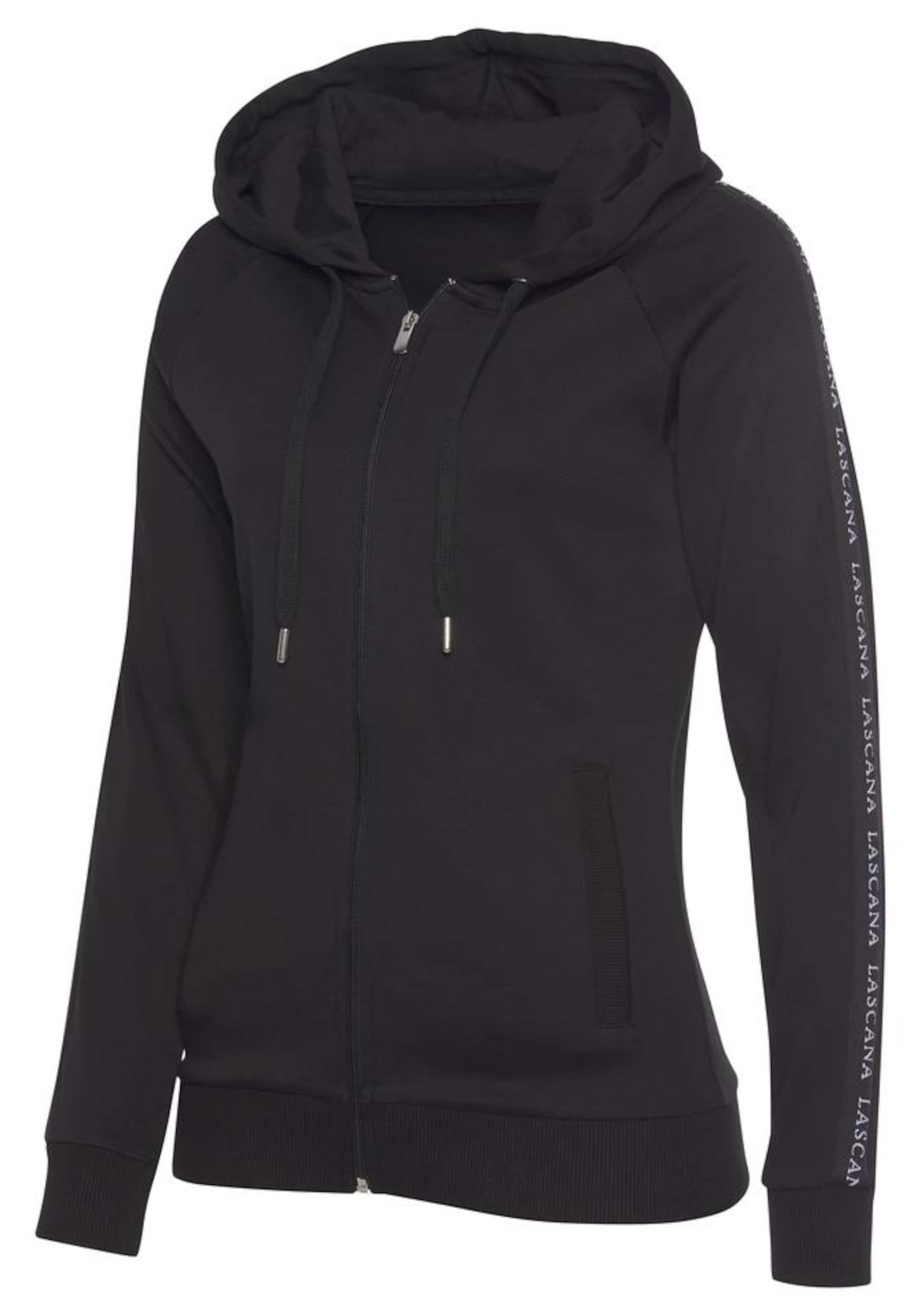 LASCANA ACTIVE Zip-Up Hoodie in Black