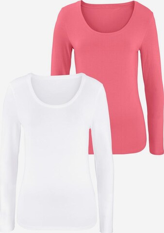 VIVANCE Langarmshirts (2 Stück) aus Baumwoll-Stretch in Pink: predná strana