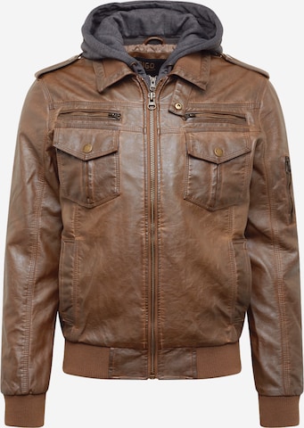 INDICODE JEANSPrijelazna jakna 'Aaron' - smeđa boja: prednji dio