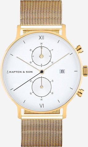 Kapten & Son Analog Watch 'Chrono Small Gold Mesh' in Gold: front