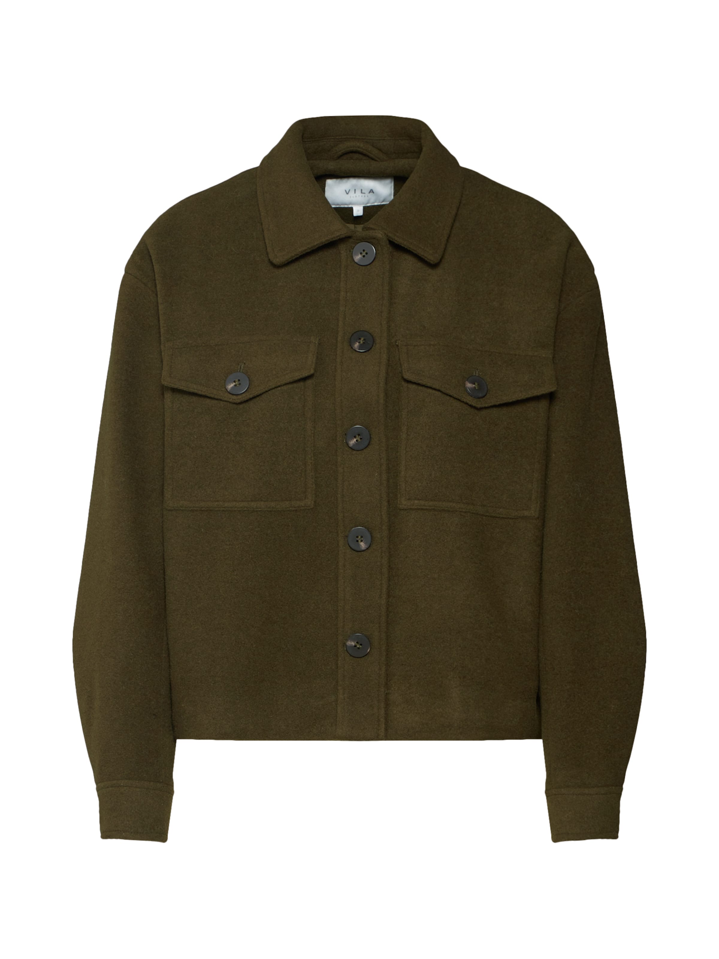 VILA - Tussenjas 'VIRUMBLE WOOL SHORT JACKET' in de kleur Olijfgroen