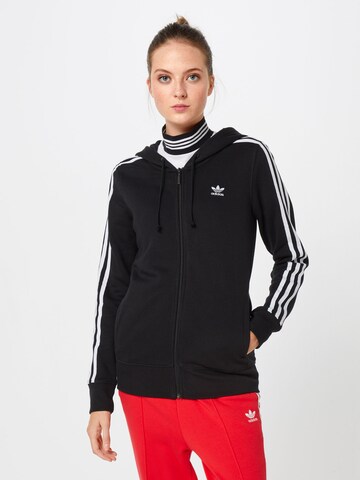 ADIDAS ORIGINALS Sweatshirtjacke '3 Stripes' in Schwarz: predná strana