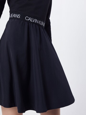 Calvin Klein Jeans Kleid 'MID SLEEVE MILANO LOGO ELASTIC' in Schwarz