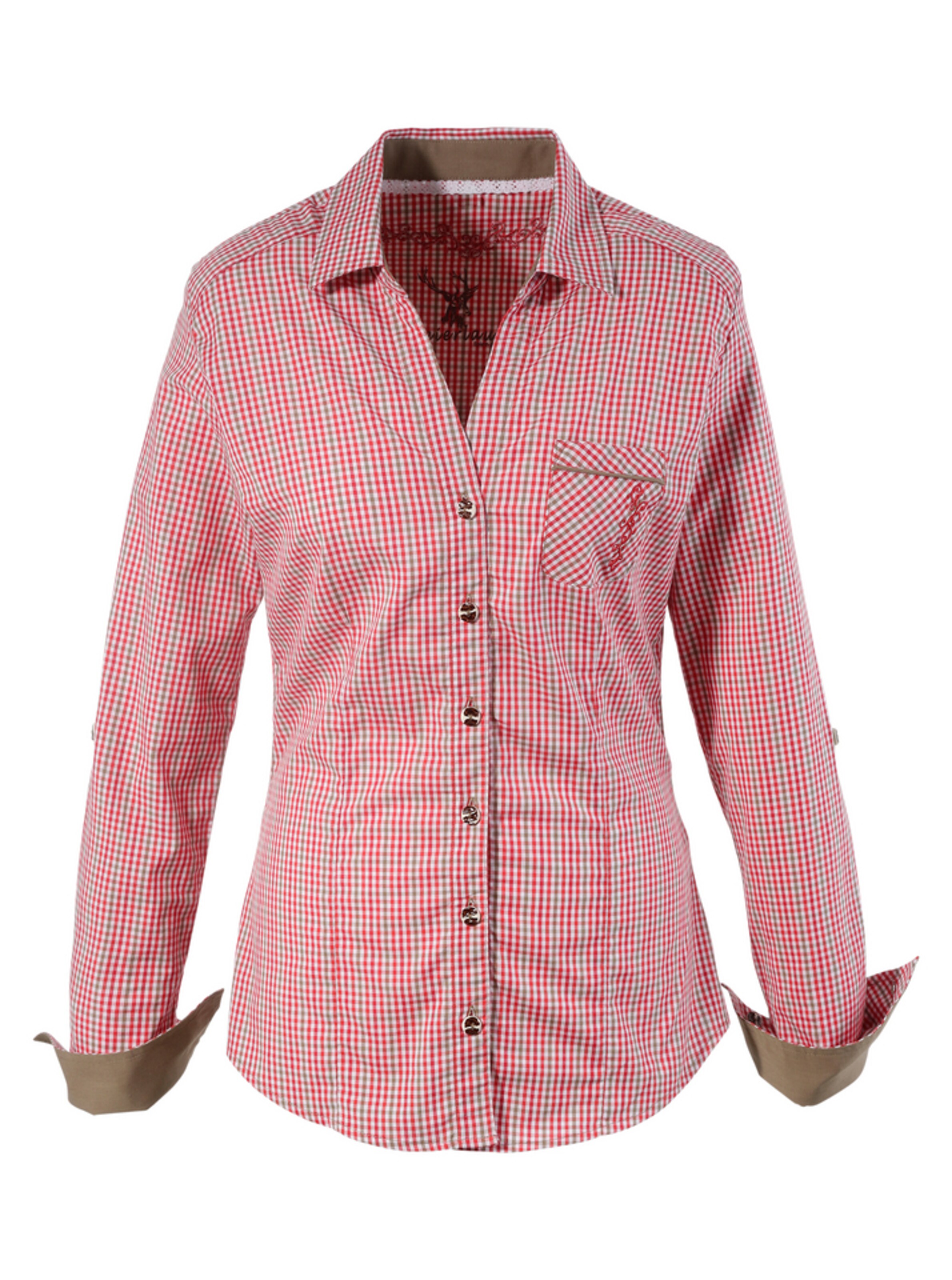 SPIETH & WENSKY - Trachtenbluse mit V-Ausschnitt in braun