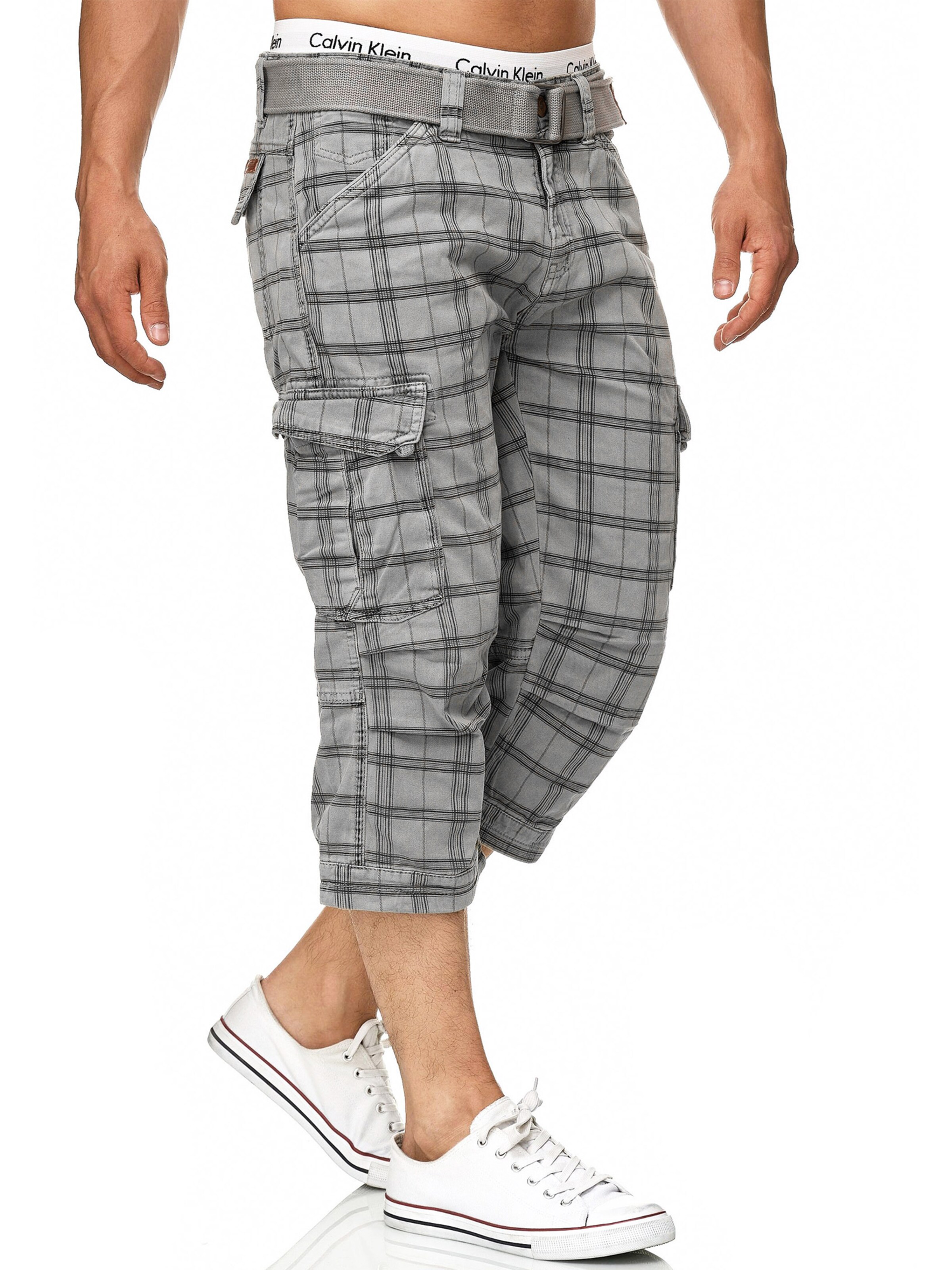 INDICODE JEANS Regular Cargo trousers 'Nicolas Check' in Grey