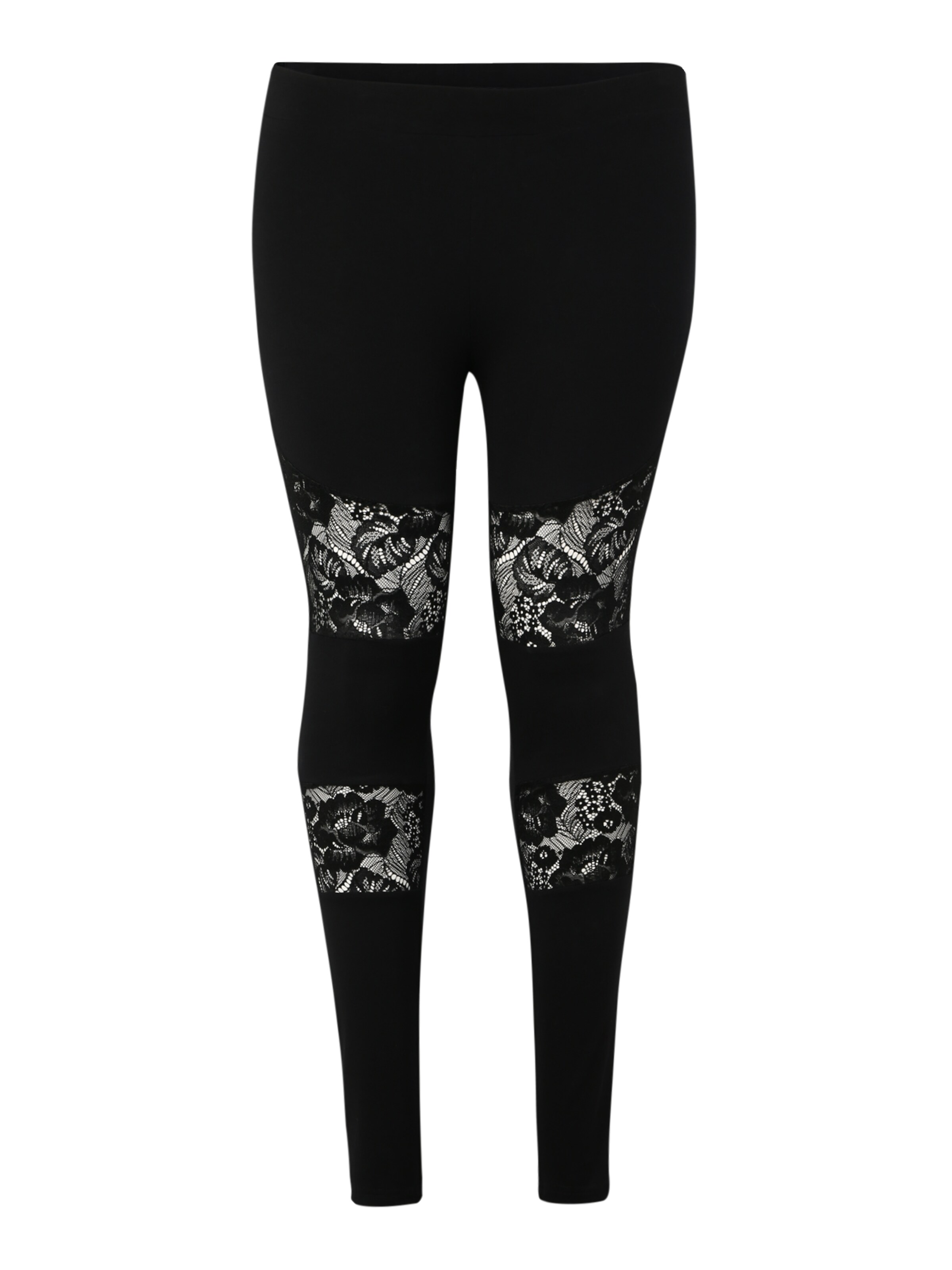 Urban Classics Curvy - Broek 'Ladies Laces Inset Leggings' in de kleur Zwart