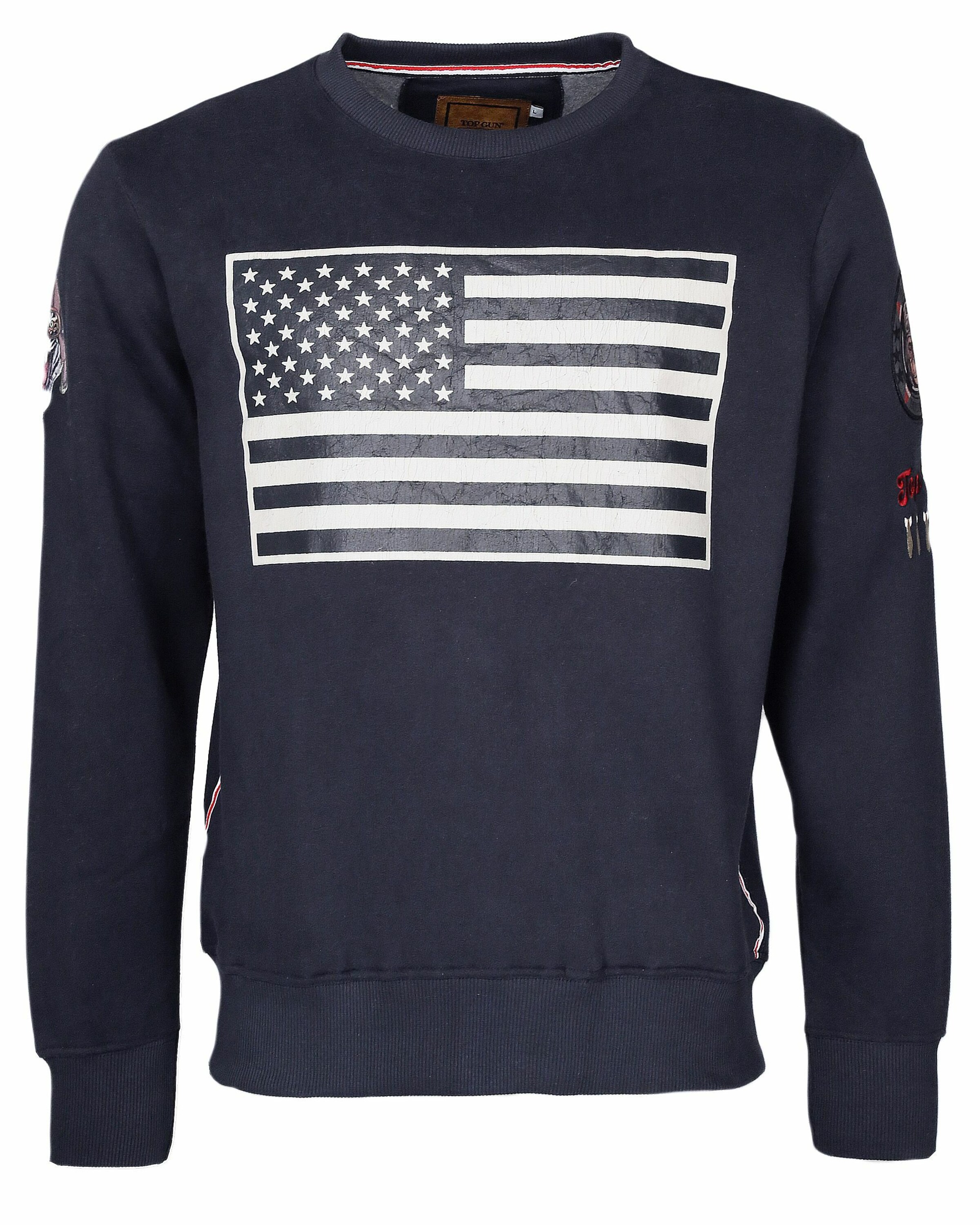 TOP GUN Sweater mit US-Flagge ' TG-9018 ' in Blau: Vorderseite