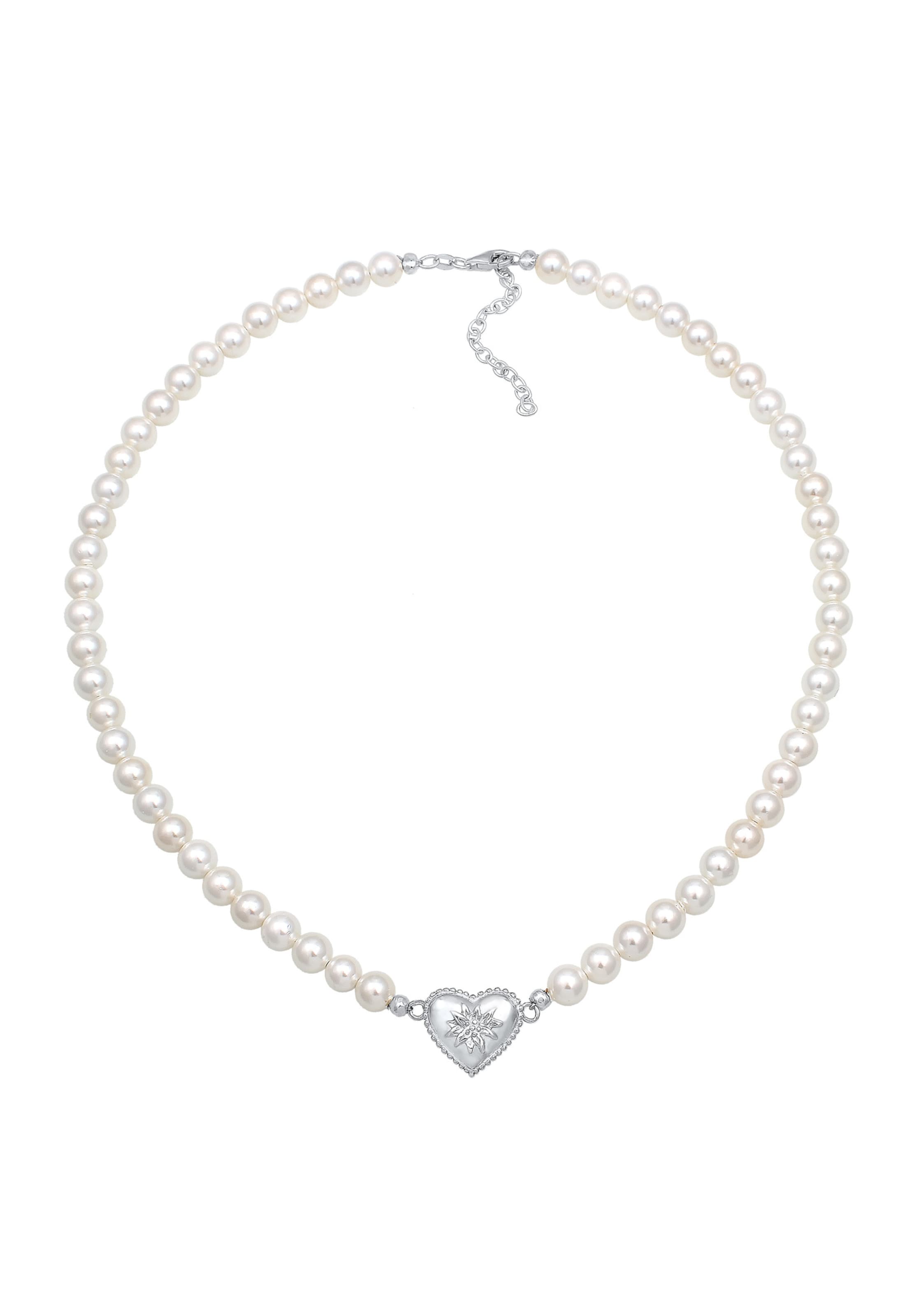 ELLI Kett 'Edelweiss Herz' Hõbe / pärlvalge, Tootevaade