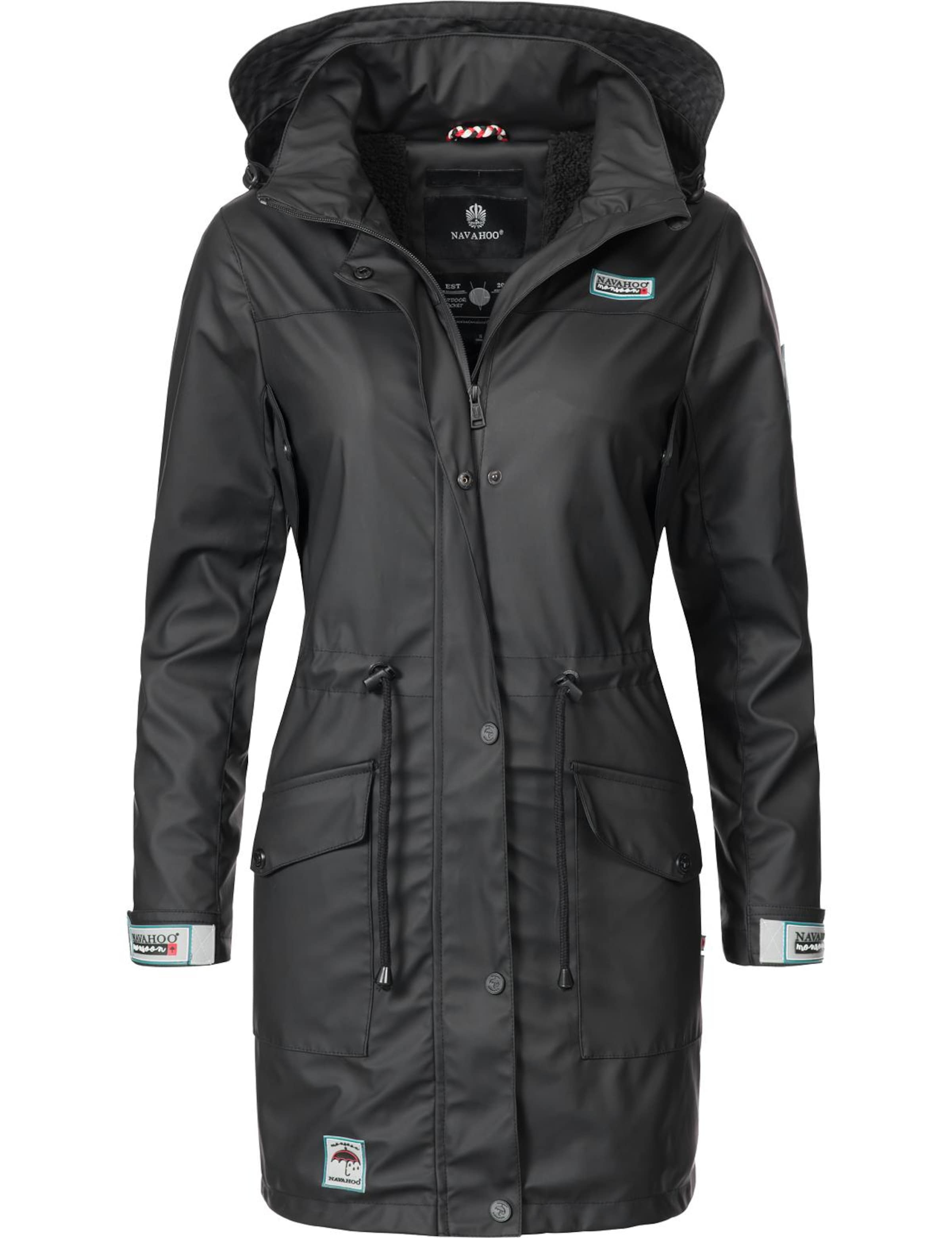 NAVAHOO Ανοιξιάτικο και φθινοπωρινό παλτό 'Deike' σε μαύρο: μπροστά