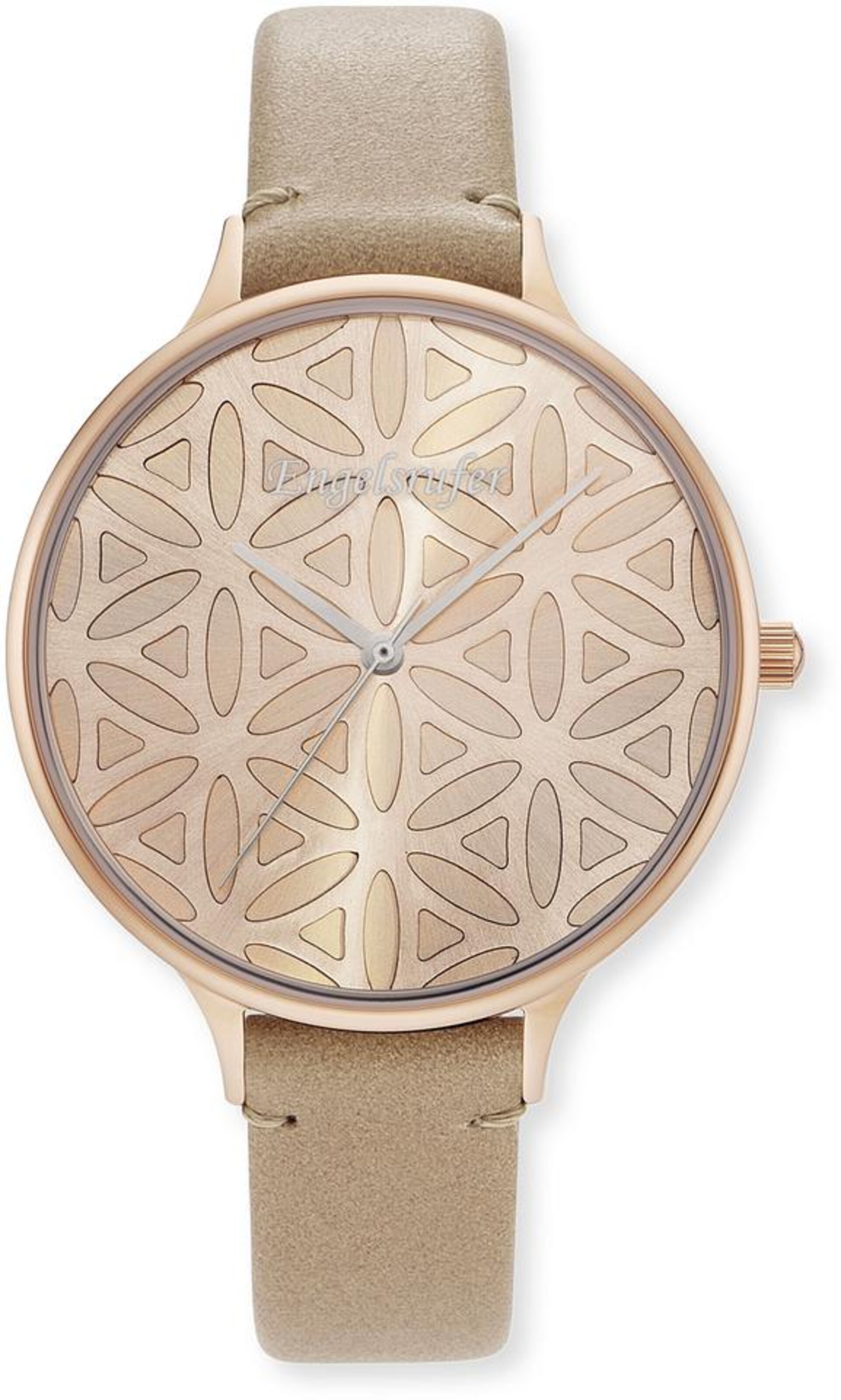 Engelsrufer Uhr 'Lebensblume, Erwa-Lifl-LBR1-LR' in Beige: Vorderseite