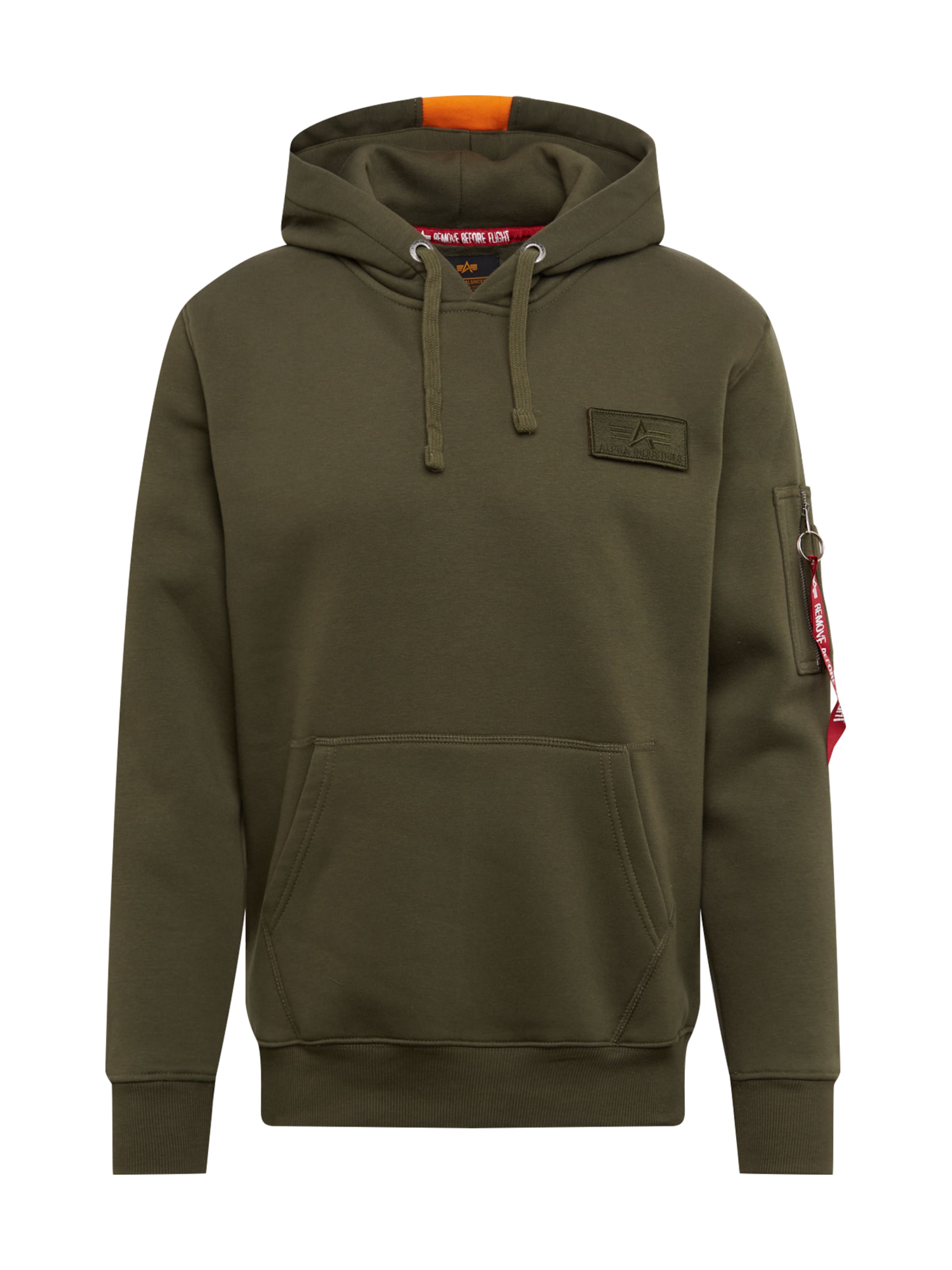 ALPHA INDUSTRIES Sweatshirt 'Red Stripe' in Green: front